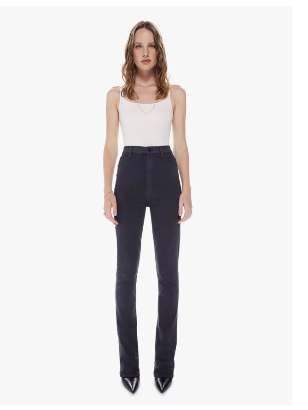 MOTHER The Tippy Top Runway Heel Jeans in Faded Black